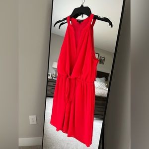 Express: Size Small, Neon Coral Tie Front Mini Dress.